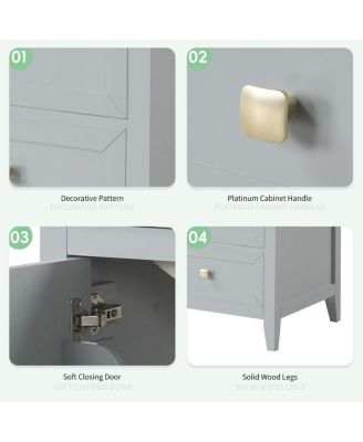 20" Bathroom Vanity with Ceramic Sink, Modern Freestanding MDF Cabinet, Storage Rack Drawer Soft Close for Small Spaces