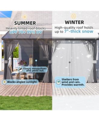 Wall Gazebo with Curtains and Mosquito Netting