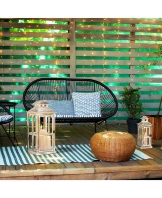 2 Pack 28"/20" Large Lantern Decorative, Fir Wood Outdoor Lantern