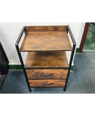 Nightstand with 2 Fabric Drawers, 3-Tier Storage End Table with Storage Shelf for Living Room