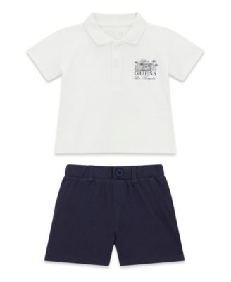 Baby Boys' Short-Sleeve Piquet Polo and Short, 2-Piece Set