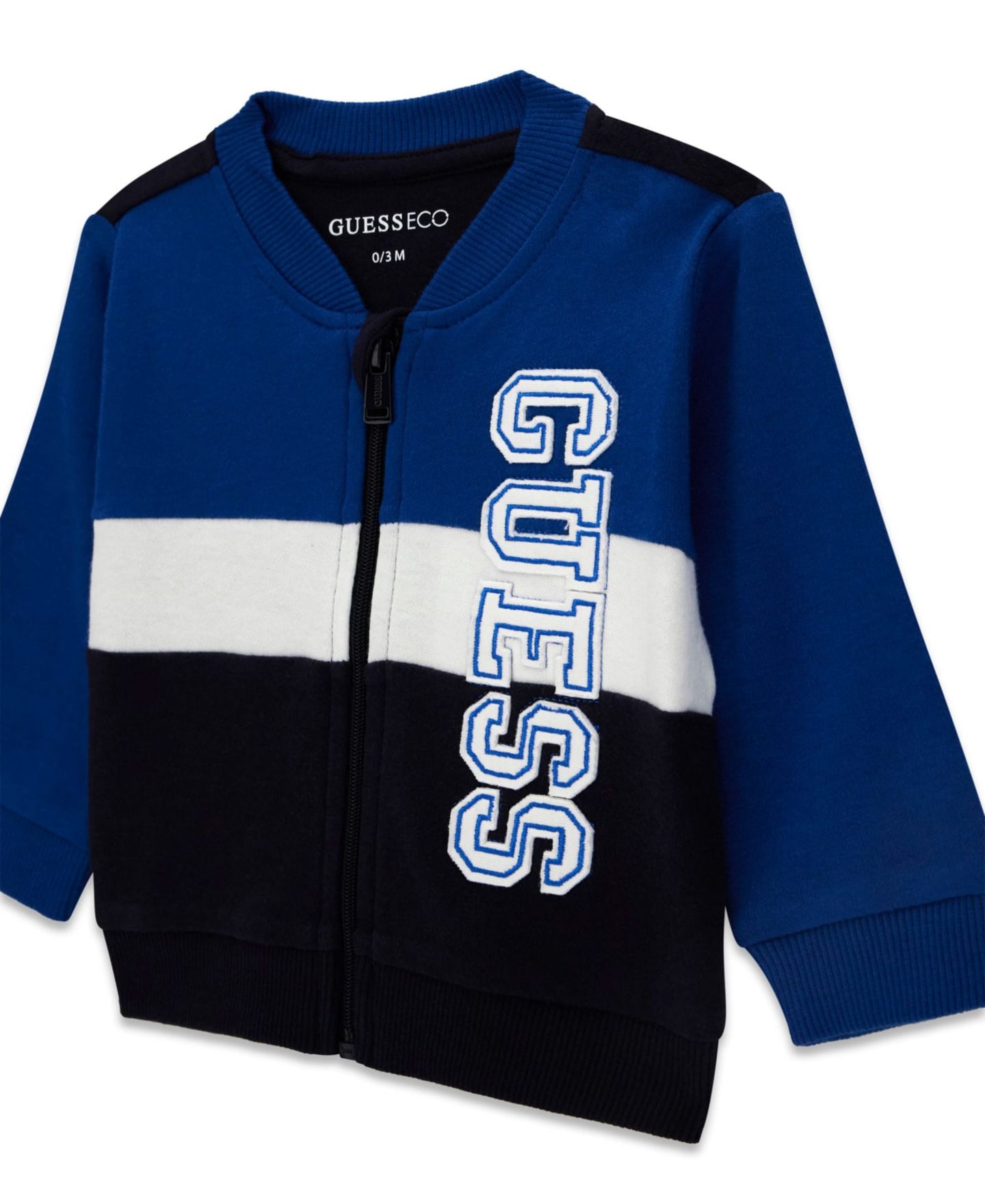 Детский комплект Guess для малыша: боди, топ на молнии и спортивные брюки, 3 предмета, цвет: Синий / Белый — фото 4