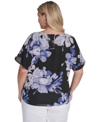 Plus Size Printed Short-Sleeve Top