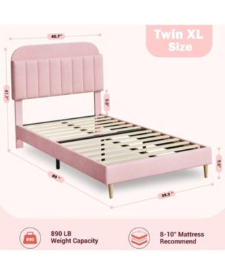 Upholstered Platform Bed Frame with Bookcase Headboard, Velvet Platform Bed Mattress Foundation,Heavy Duty Steel Support Legs.