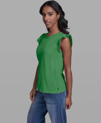 Women's Scallop Trim Boat Neck Top