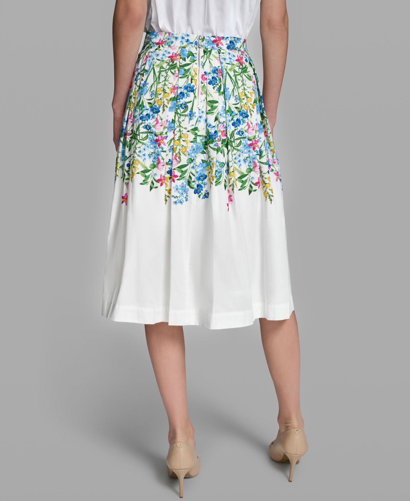 Женская юбка KARL LAGERFELD PARIS Pleated Placed Printed, цвет: Белый комбинированный — фото 4