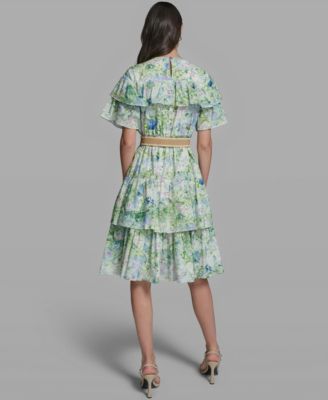 Women's Short-Sleeve Crewneck Printed Dress