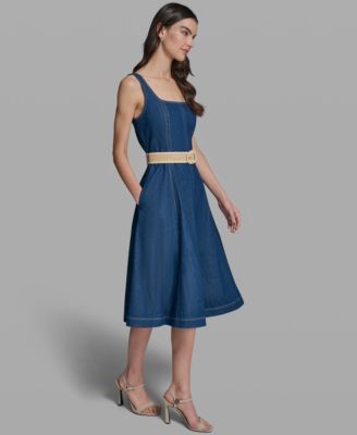 Women's Sleeveless Square Neck Tank Top Dress