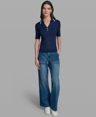 Women's Short-Sleeve Collared Sweater