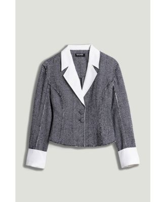 Women's Contrast Lapel Tailored Textured Jacket