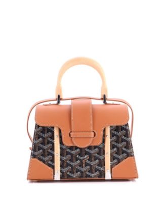 Mini Structured Saigon Top Handle Bag Coated Canvas with Leather