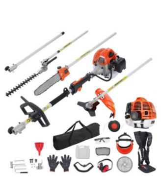 52CC 6-in-1 Gas Trimming Tool Set, Hedge Trimmer, String Trimmer, Brush Cutter, Edger, Pole Saw, Chainsaw Pruner, Extension Pole