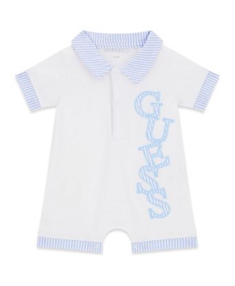Baby Boys' Stretch Jersey Shortall with Seersucker Details