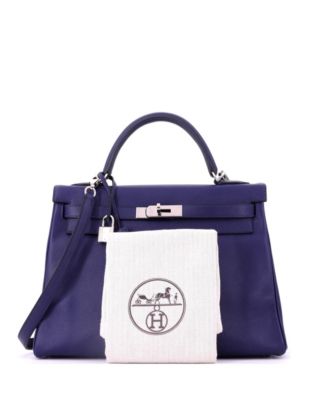 Kelly 32 Handbag Verso Evercolor with Palladium Hardware