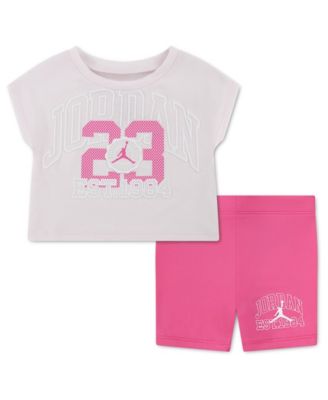 Baby Girls' Short-Sleeve Boxy T-Shirt and Shorts, 2-Piece Set