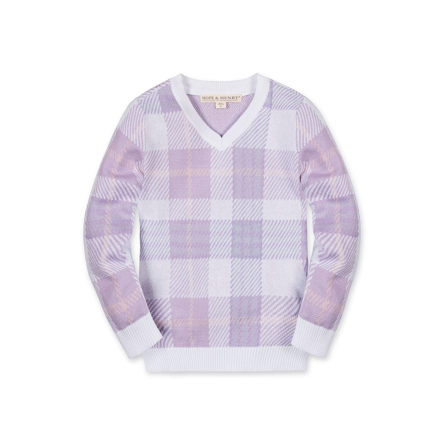 Big Boys' Organic Long Sleeve V-Neck Intarsia Sweater