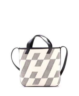 27 Cabas H en Biais Tote Canvas with Leather