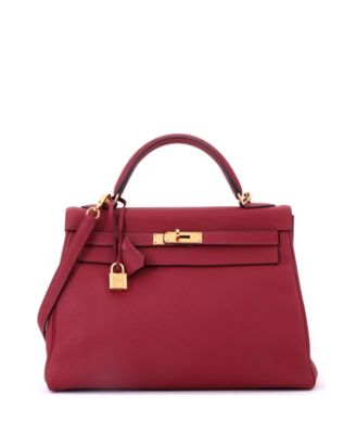 Kelly 32 Handbag Red Togo with Gold Hardware