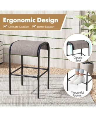 4PCS 30'' Bar Height Bistro Stools Outdoor Bar Stools w/ Breathable Fabric Seat