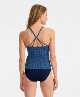 Women's D-Cup Tugless High Neck Strappy Back Tankini Top