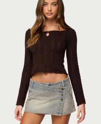 Women's Khari Keyhole Pointelle Knit Top