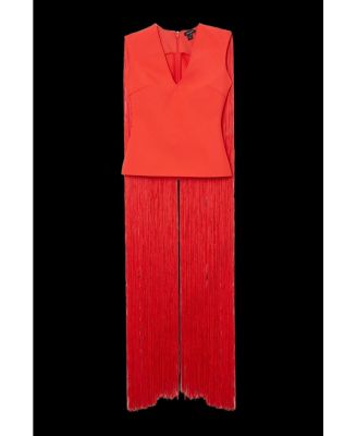 Women's Bandage Knit Long Tassel Cape Top