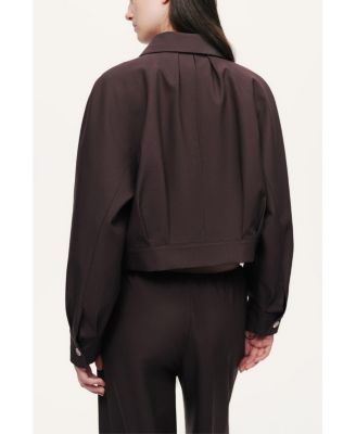 Women's Buckle Detail Cropped Zip Jacket