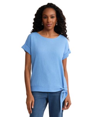 Petite Boat Neck Dolman Short-Sleeve Top