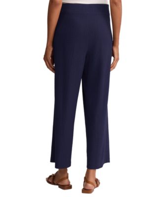 Petite Mid-Rise Wide-Leg Crop Casual Pants