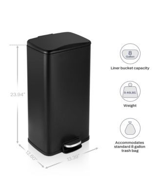 8 Gallon Rectangular Matt Rectangular Kitchen Trash Can