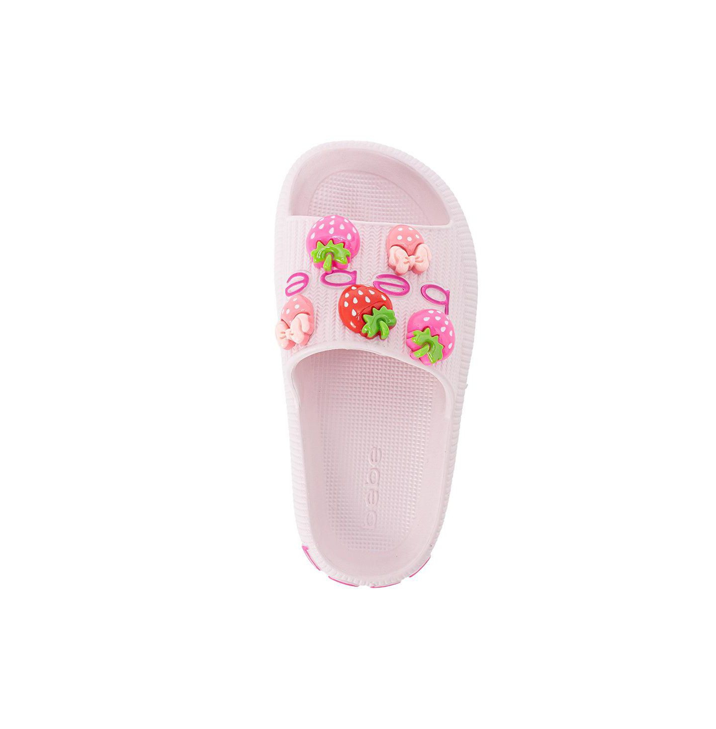 Сандалии Bebe Girls EVA Slide - Lightweight Comfy Slide Sandals with Strawberry Charms для девочек, цвет: Розовый — фото 6