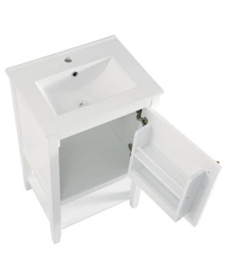 20'' Bathroom Vanity with Sink, Modern Solid Wood Cabinet, Soft Close Door & Open Shelf for Small Spaces