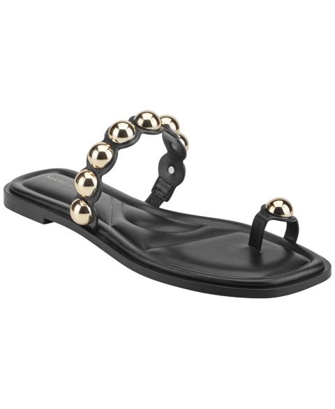 Женские сандалии Marc Fisher Zaby Ornamented Toe Ring Flat, цвет: Чёрный