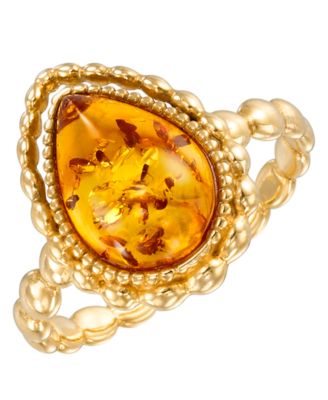 Amber Teardrop Ring (1.4 ct. t.w.) in 18k Gold Over Sterling Silver
