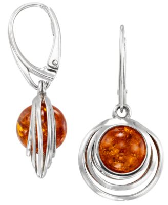 Baltic Amber Earrings (6 ct. t.w.) in Sterling Silver
