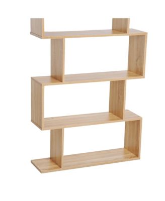 75"H Bookcase 6 Shelf S-Shaped Bookshelf Storage Display Sd Organizer