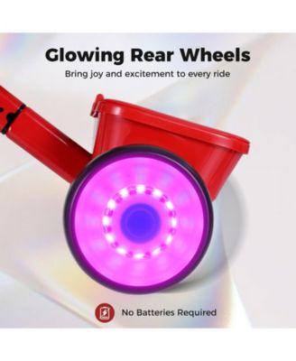 Toddler Tricycle with Glowing Wheels and 4-Level Adjustable Seat