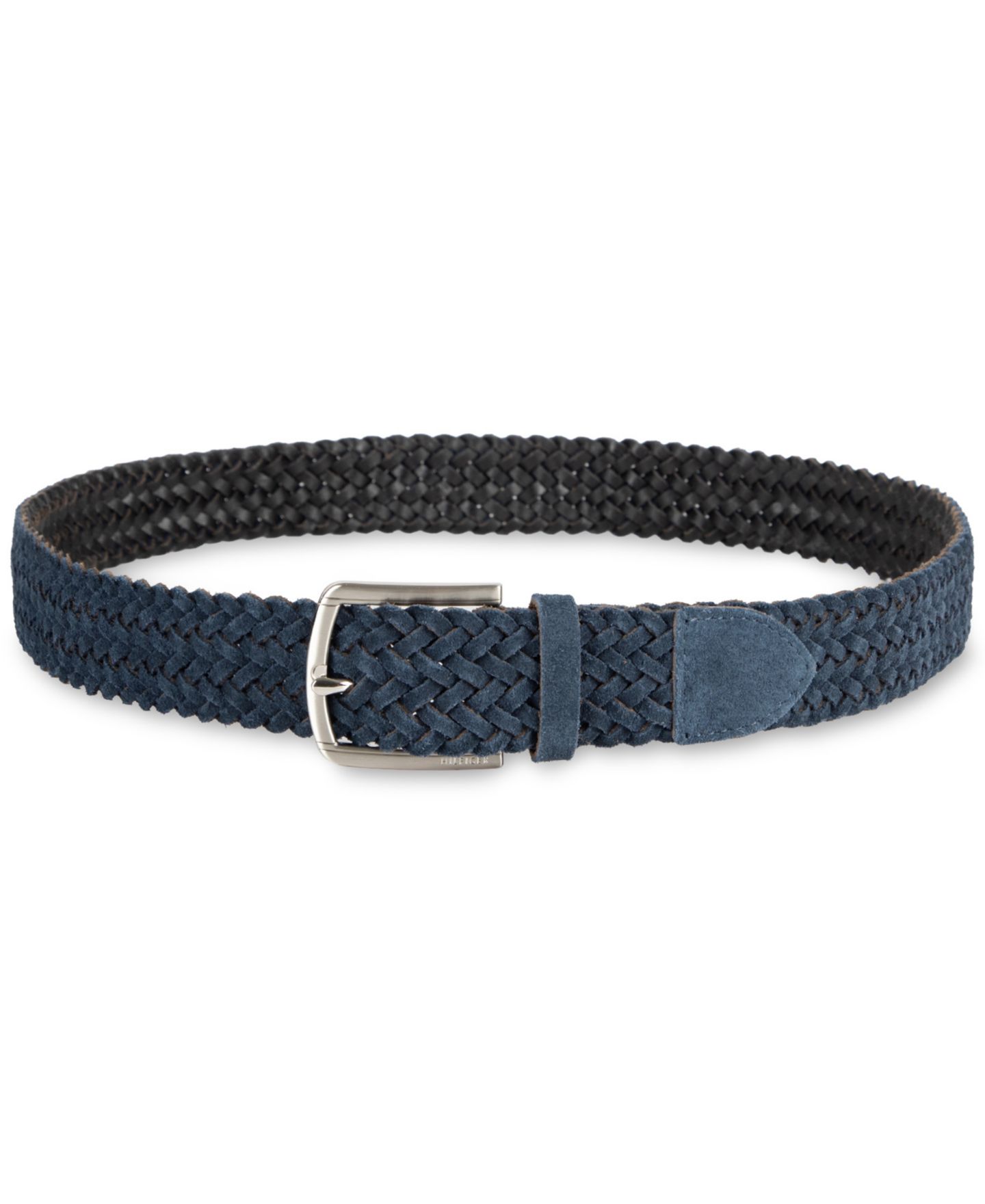 Мужской ремень Tommy Hilfiger Suede Braided Silver-Tone Finish Belt, цвет: Тёмно-синий — фото 4