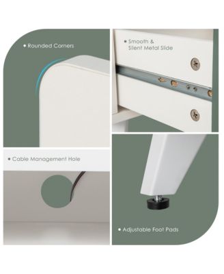 2PCS Nightstand Modern Beside End Table w/ LED Lights Open Compartment & Drawer