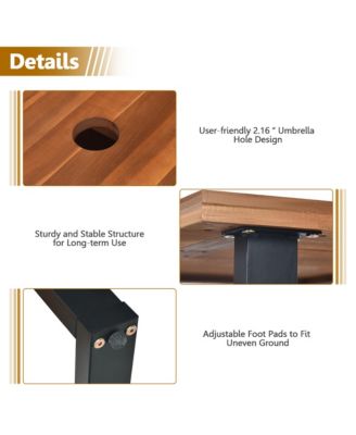 Patented 7PCS Patio Dining Set Outdoor Furniture Set w/ 6 Armchairs Umbrella Hole