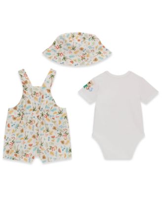 Baby Boys' Short-Sleeve Bodysuit, Shortall, and Bucket Hat, 3-Piece Set