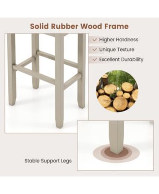 4 PCS Upholstered Wooden Bar Stools Bar Height Chairs Dining