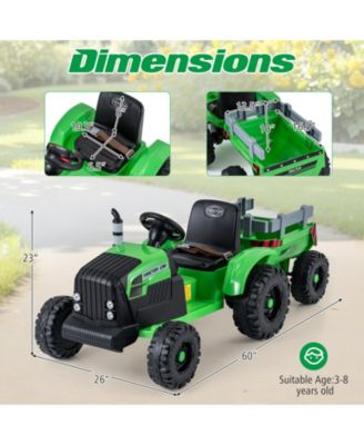 Electric 24V Ride On Tractor for Kids with Trailer and Remote