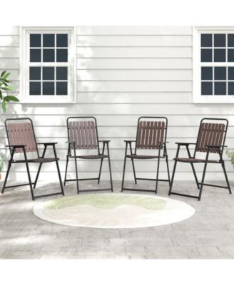 4 pcs Patio Folding Chairs Portable Outdoor Dining Chairs w/ PP Seat & Back