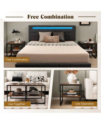 2PCS 2-Tier End Side Sofa Coffee Table 20'' Square Table for Living Room Bedroom