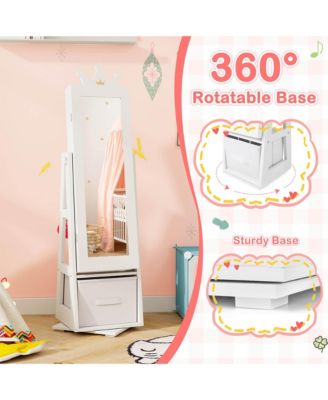 Kids Vanity Set Princess Makeup Dressing Table & Chair Set with Jewelry Armoire