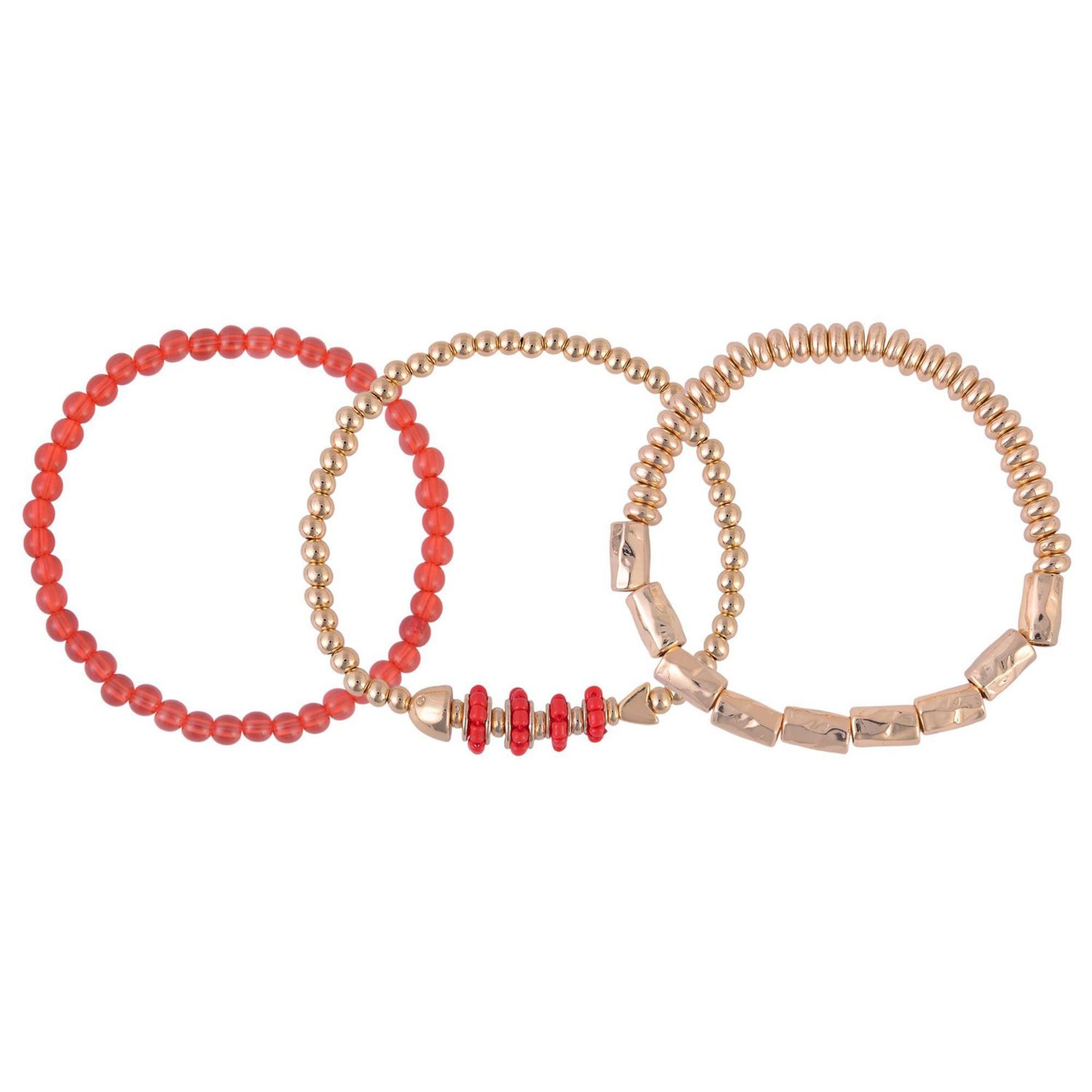 Gold Tone 3 Piece Stretch Bracelet Set