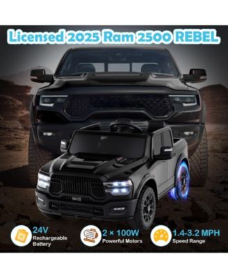 2 Seater 24V Ride on Toy for Big Kids Licensed Ram Truck with Remote and Music