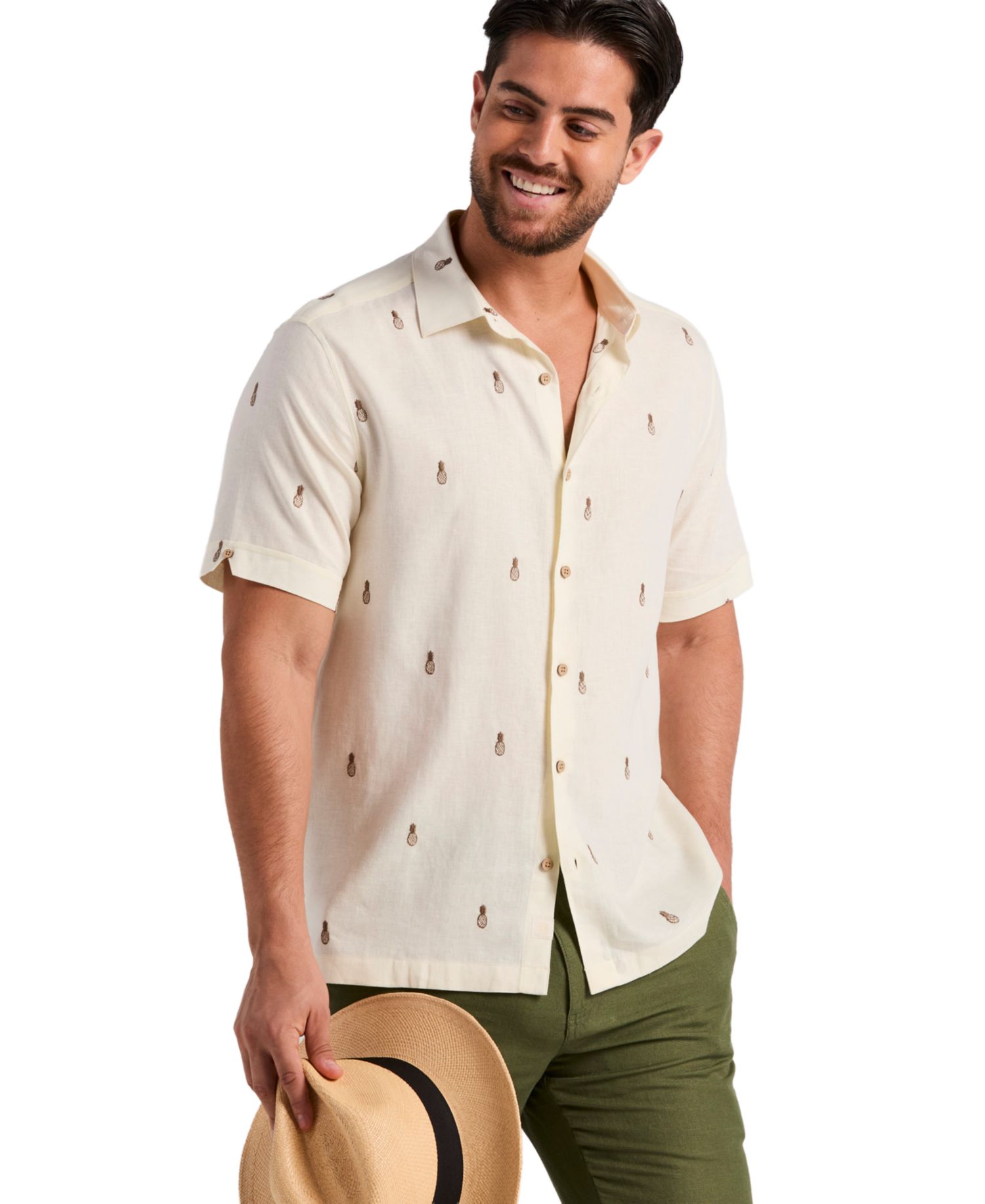 Men's Pineapple Embroidered Shirt