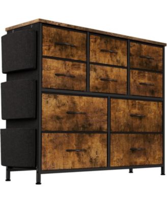 10-Drawer Fabric Dresser Chest: Spacious Organizer with Side Pockets & Hooks